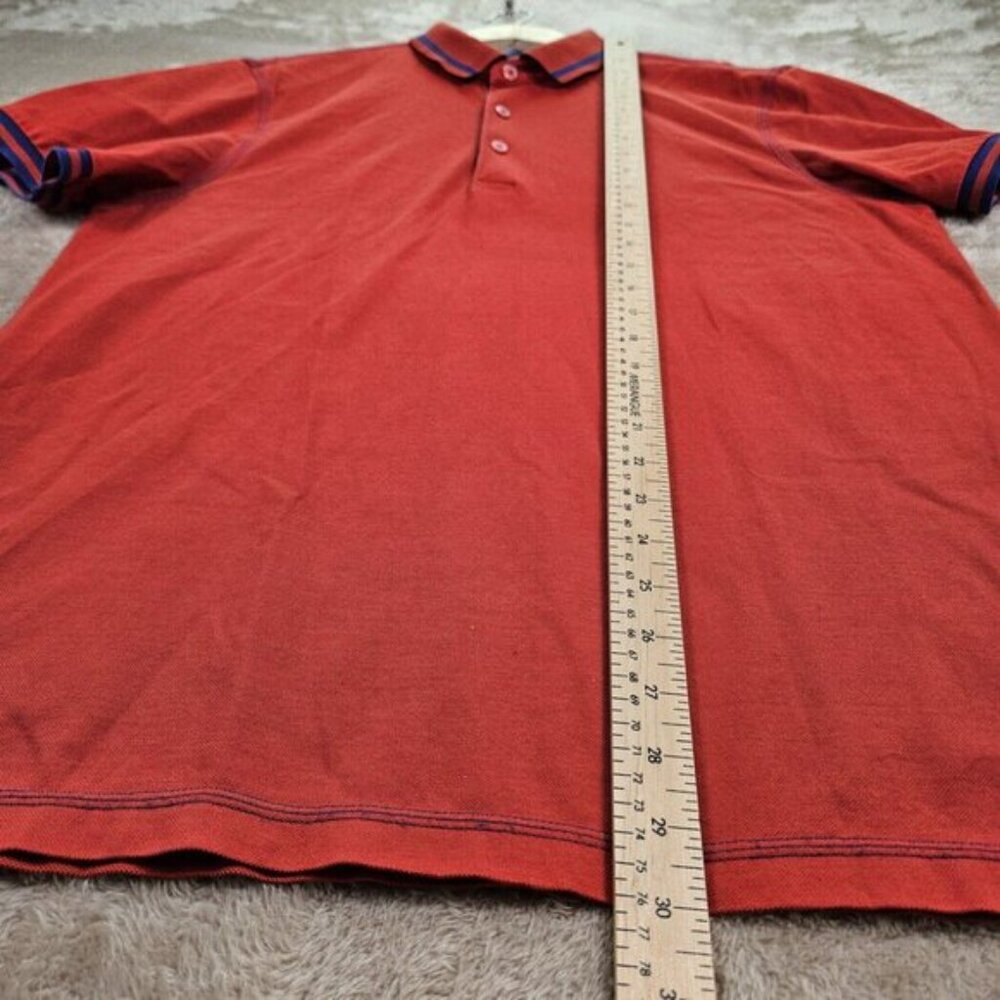 Bugatchi Polo Shirt Red Short Sleeve Contrast Collar Men's Size L Golf - Picture 5 of 10